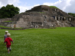 Toddlers at Mayan Ruins, Tazumal, El Salvador 